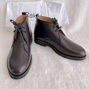 Rakoh NWOB Men's Desert Boots, Italian leather Dress Shoe, Dark Brown, Size 9